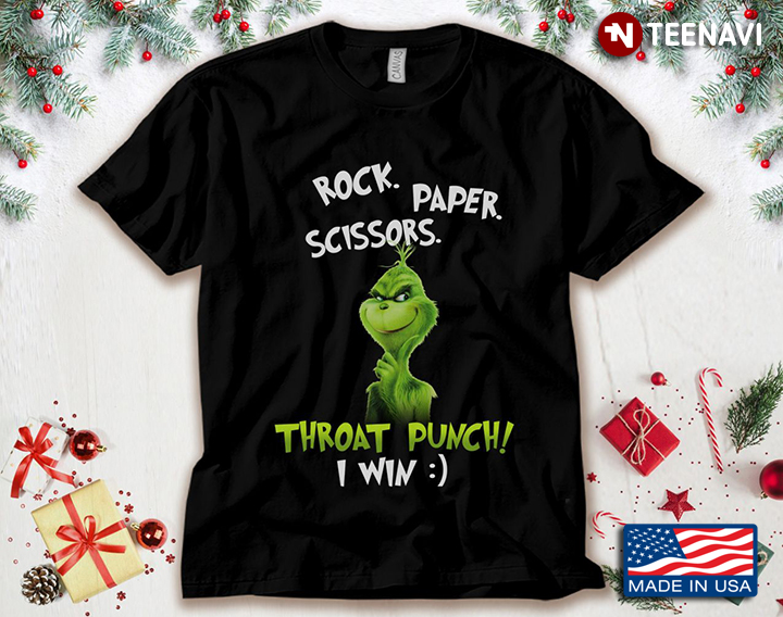 Grinch Rock Paper Scissors Throat Punch I Win