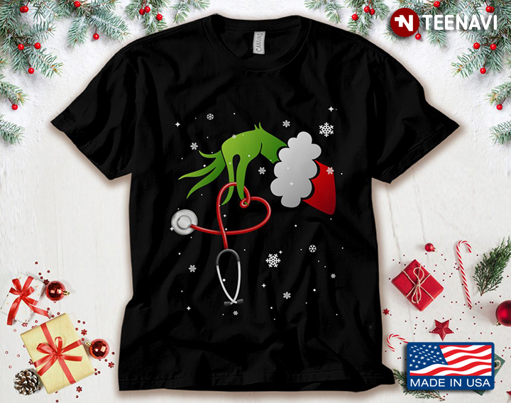 Grinch And Stethoscope Merry Christmas Gifts for Nurse