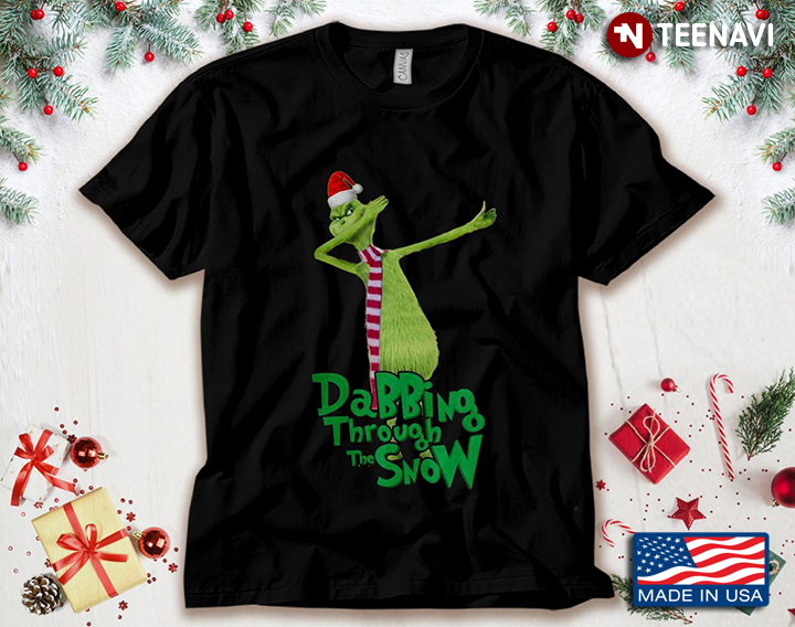 Grinch With Santa Hat Dabbing Through The Snow for Christmas