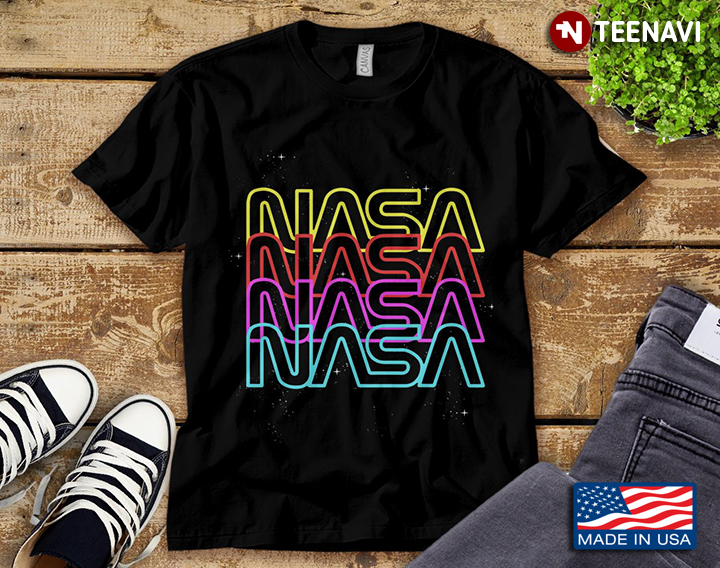 NASA Neon Rainbow Repeat Text