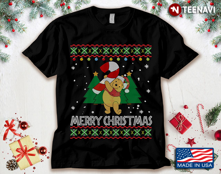 Merry Christmas Winnie-the-Pooh With Santa Hat Ugly Christmas