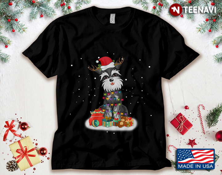 Miniature Schnauzer With Santa Hat Dog Lover for Christmas
