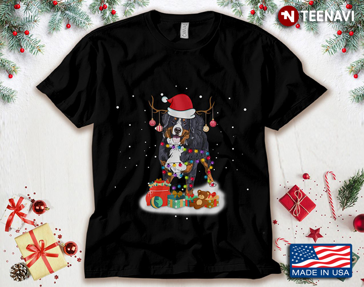 Bernese Mountain Dog With Santa Hat Dog Lover for Christmas