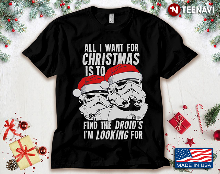All I Want For Christmas Is To Find The Droid's I'm Looking Darth Vader With Santa Hat Star Wars