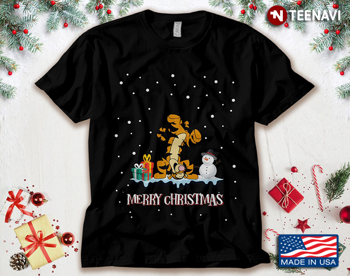 Merry Christmas Tigger And Snowman