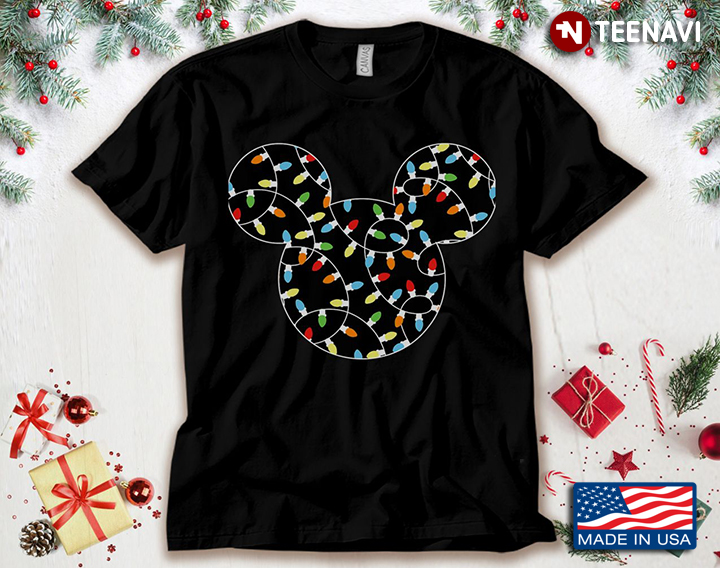 Mickey Mouse Face With Fairy Lights for Christmas