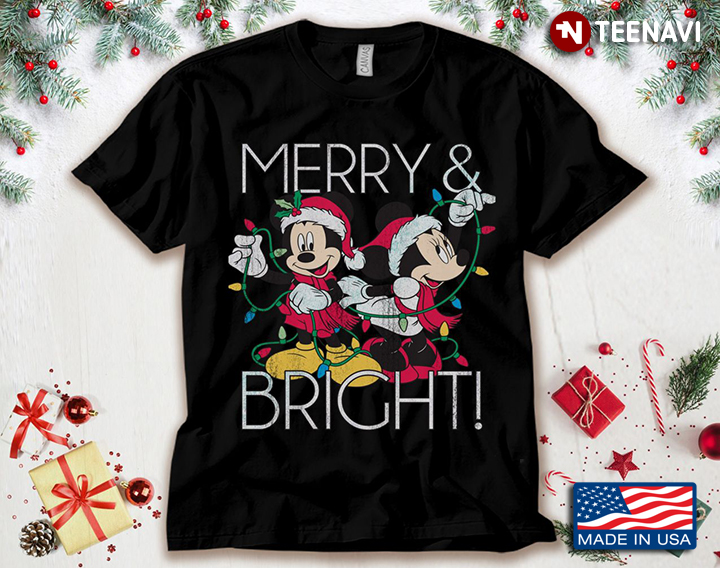 Merry And Bright Mickey Mouse And Minnie Mouse for Christmas