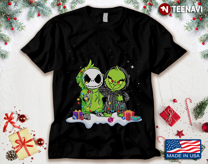 Jack Skellington And Grinch With Fairy Lights for Christmas
