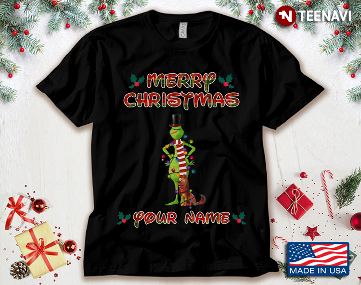 Personalized Name Grinch And Max Merry Christmas