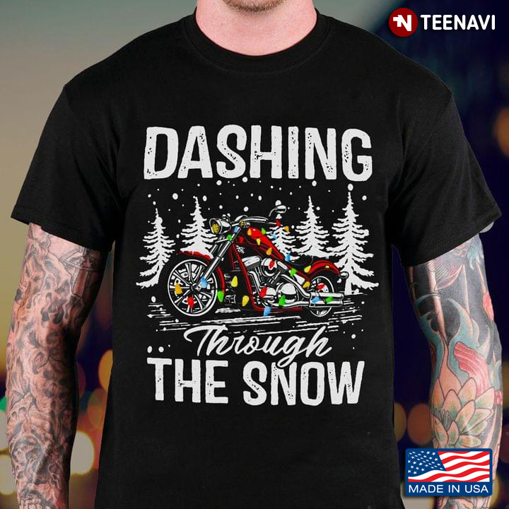 Motorcycle With Fairy Lights Dashing Through The Snow for Christmas