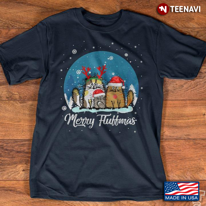 Merry Fluttmas Cute Cats With Santa Hats Cat Lover for Christmas