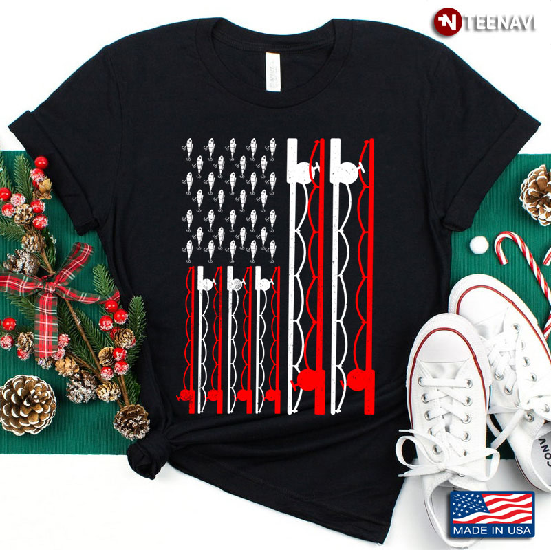 Fishing Rods American Flag for Fishing Lover