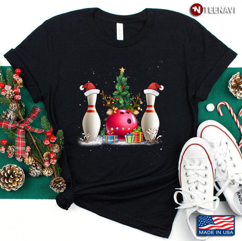 Bowling Pins With Santa Hats And Ball Reindeer for Christmas