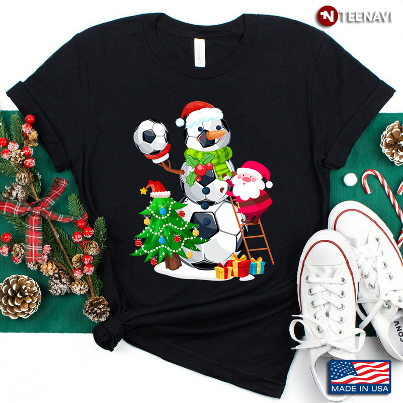 Soccer Santa Claus And Snowman With Santa Hat for Christmas