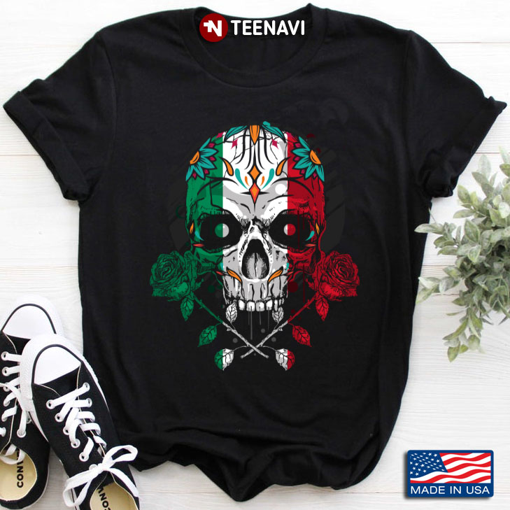 Mexico Skull And Rose Patriotic
