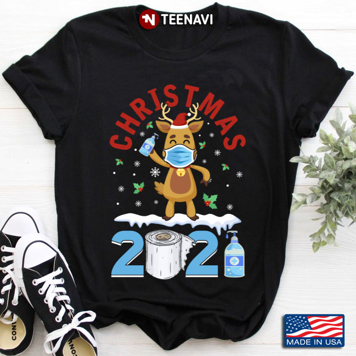 Christmas 2021 Reindeer With Mask Covid Pandemic