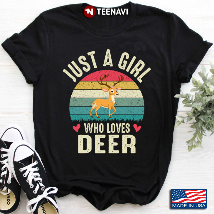 Vintage Just A Girl Who Loves Deer for Animal Lover