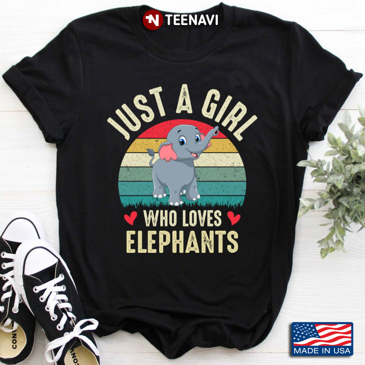 Vintage Just A Girl Who Loves Elephants for Animal Lover