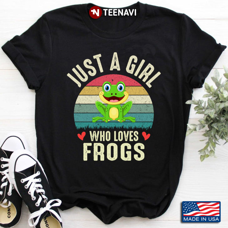 Vintage Just A Girl Who Loves Frogs for Animal Lover