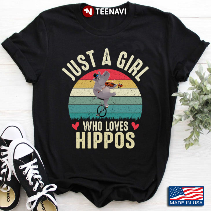 Vintage Just A Girl Who Loves Hippos for Animal Lover
