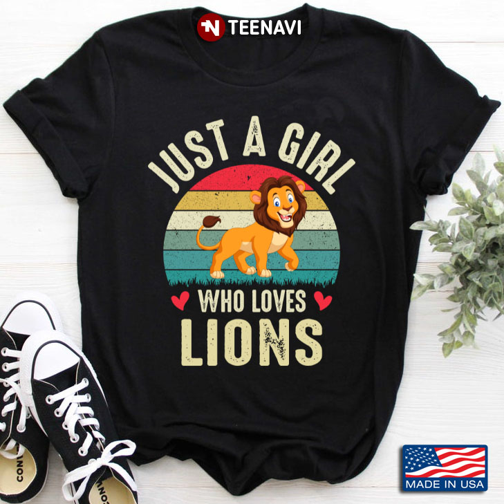 Vintage Just A Girl Who Loves Lions for Animal Lover