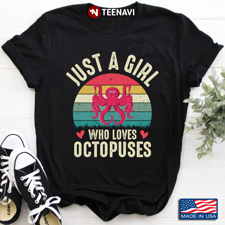 Vintage Just A Girl Who Loves Octupuses for Animal Lover