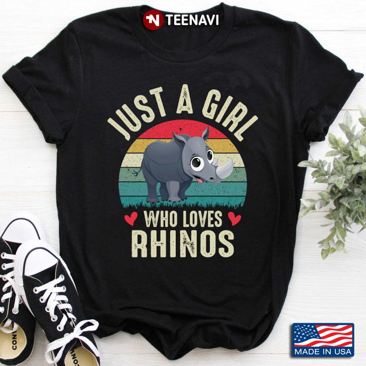 Vintage Just A Girl Who Loves Rhinos for Animal Lover
