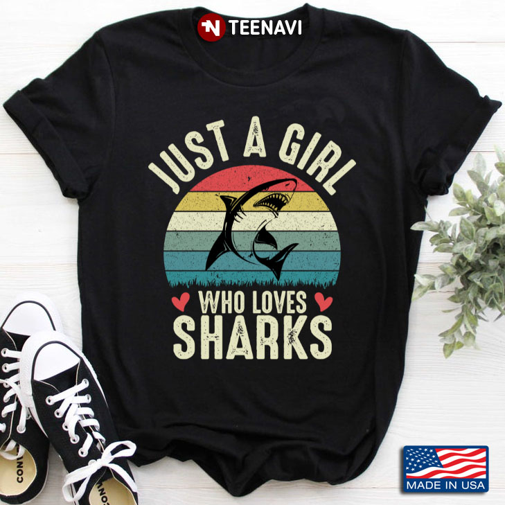 Vintage Just A Girl Who Loves Sharks for Animal Lover