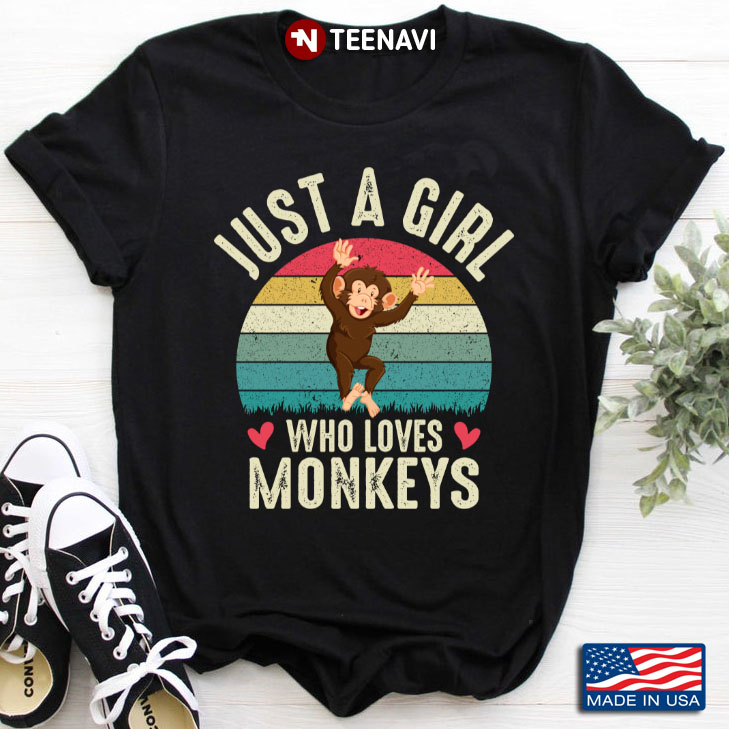 Vintage Just A Girl Who Loves Monkeys for Animal Lover