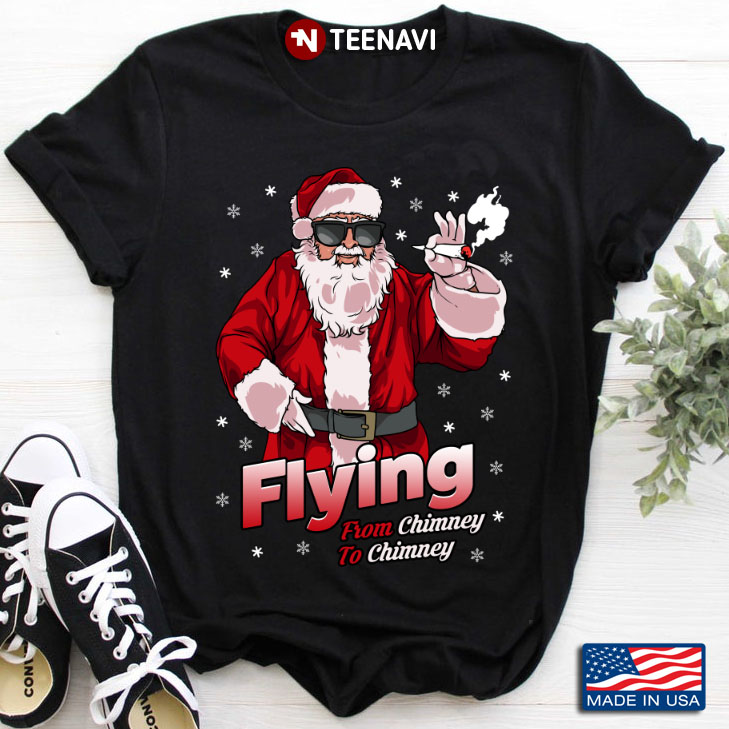 Santa Claus Flying From Chimney To Chimney for Christmas