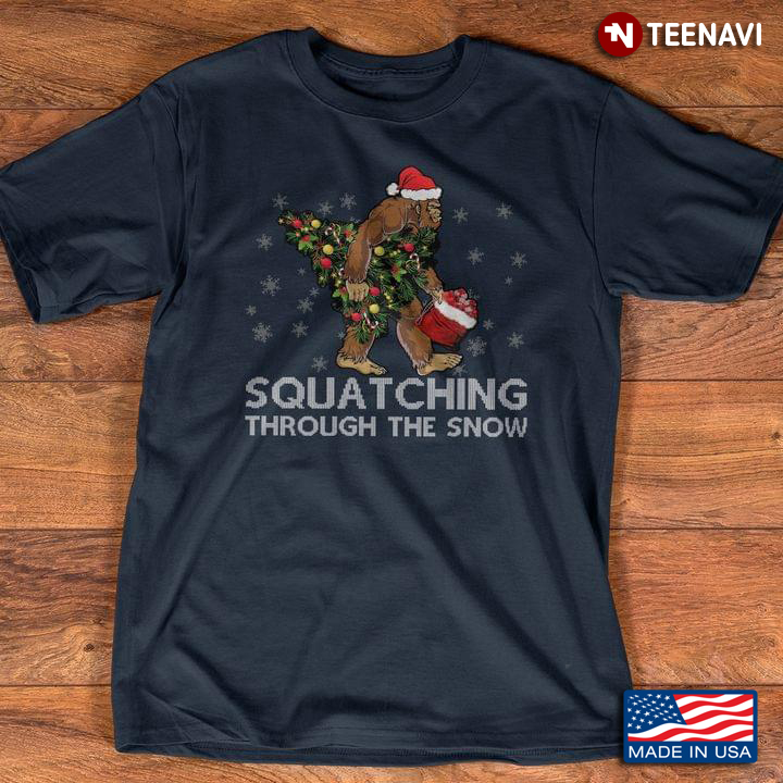 Squatching Through The Snow Bigfoot With Santa Hat for Chritsmas