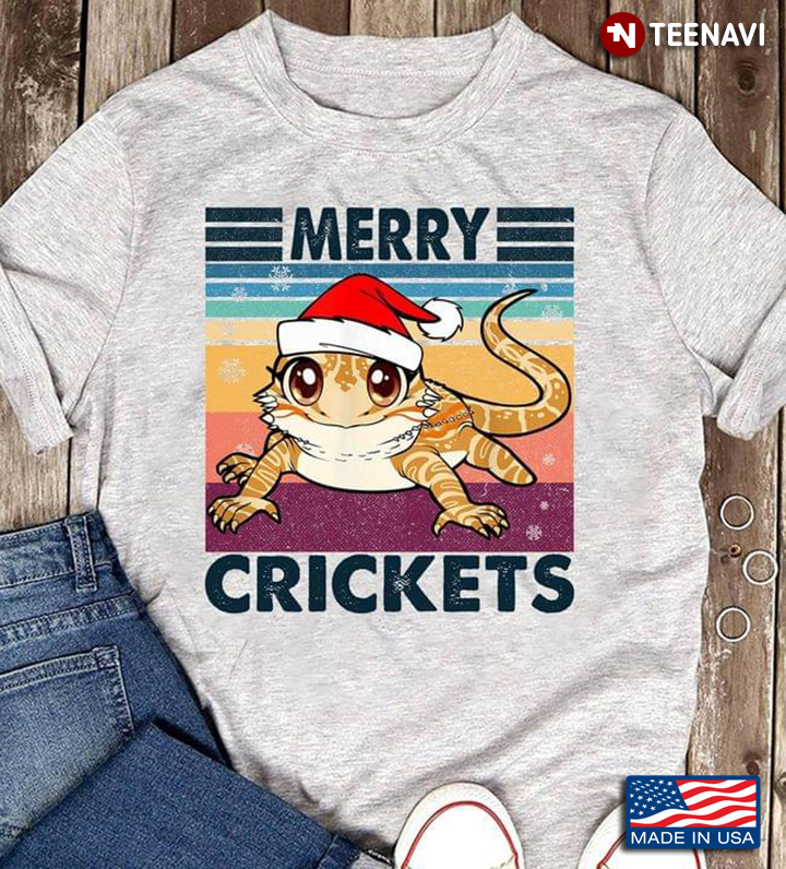 Vintage Bearded Dragon With Santa Hat Merry Crickets for Christmas