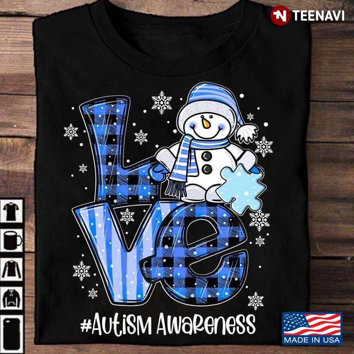 Love Autism Awareness Snowman for Christmas