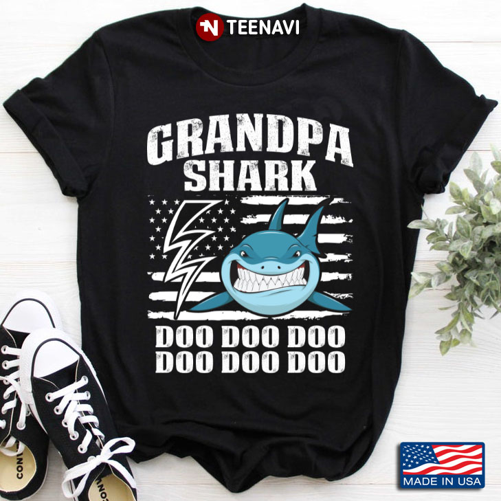Grandpa Shark Doo Doo Doo Doo Doo Doo American Flag