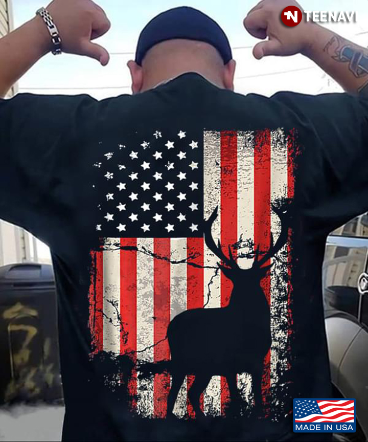 Funny Deer Hunting American Flag Usa Proud Hunter Gift