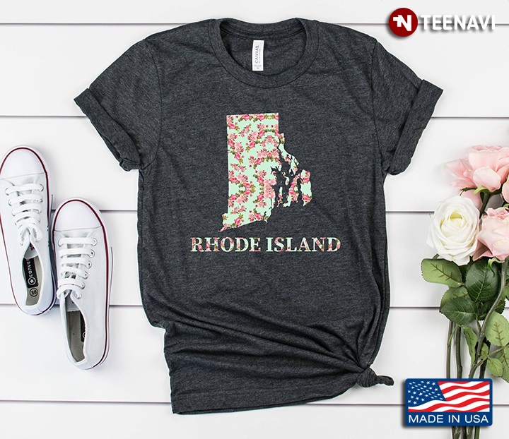 Rhode Island Home State Watercolor Floral