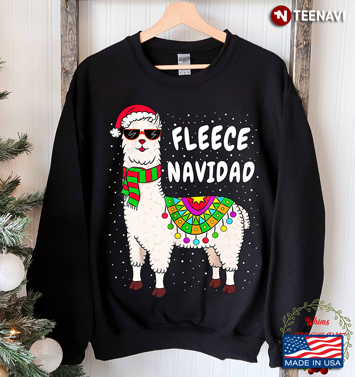 Fleece Navidad Feliz Llama Ugly Christmas Sweater Alpaca