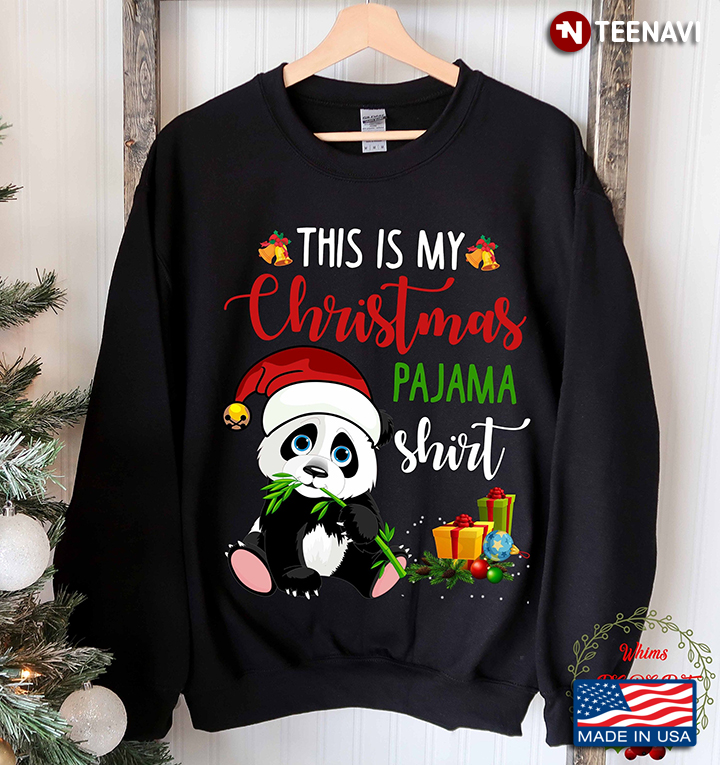 Cute Panda Tree Lights Funny This Is My Christmas Pajama
