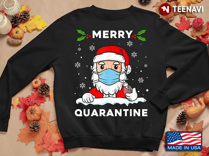 Merry Quarantine Christmas Santa Claus Funny Family Xmas