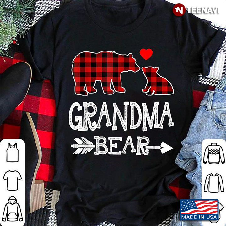 Grandma Bear Christmas Pajama Red Plaid Buffalo Family Gifts