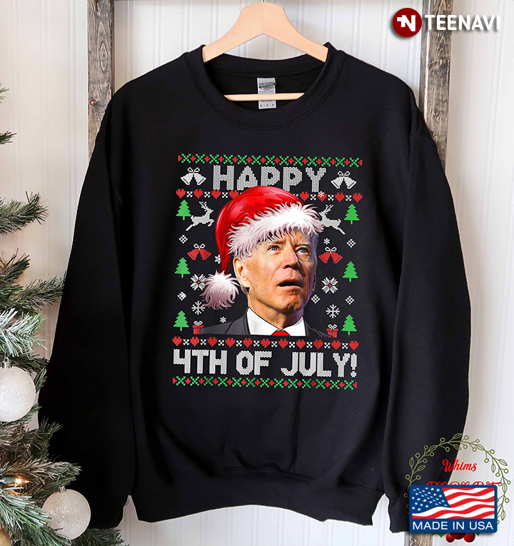 Funny Santa Joe Biden Happy 4Th Of July Ugly Christmas