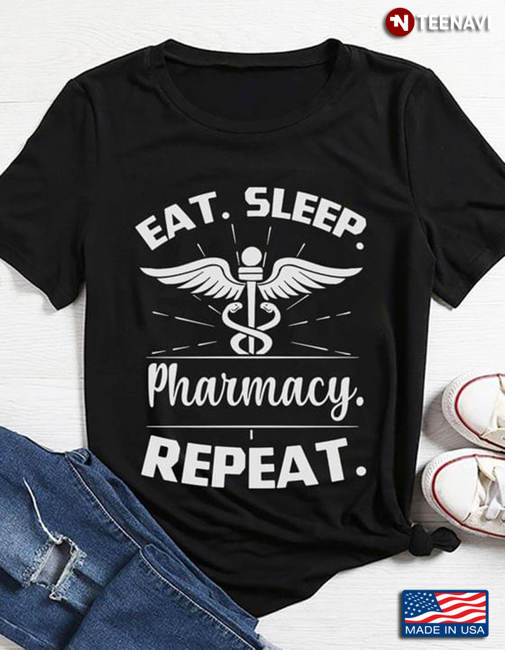 Nurse Logo Eat Sleep Pharmacy Repeat