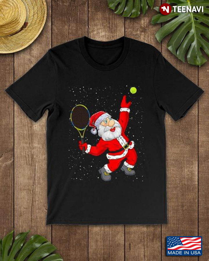Christmas Santa Claus Playing Tennis Funny Tennis Lover Xmas