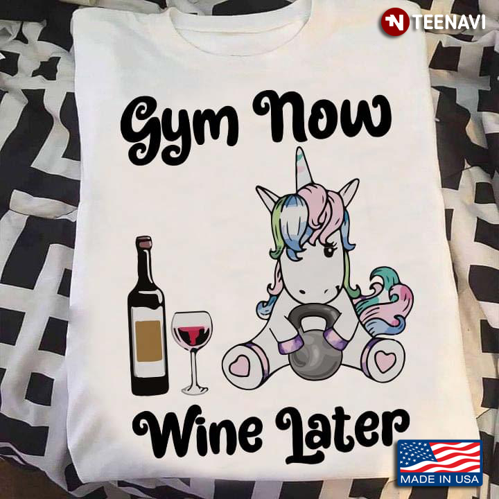 Funny Workout Quote For Women Cute Gym Now Wine Later Unicorn Gymer
