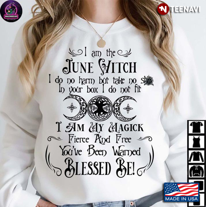 I Am The June Witch I Do No Harm But Take No Shit In Your Box I Do Not Fit