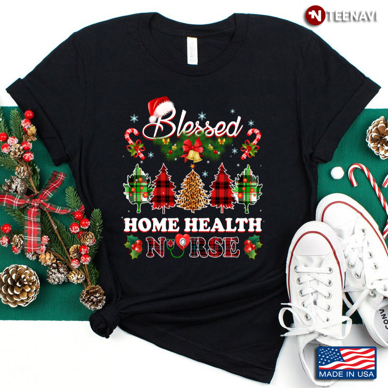 Merry Christmas Blessed Home Health Nurse Cute Christian Nurse Rn Lpn Nursing Gift