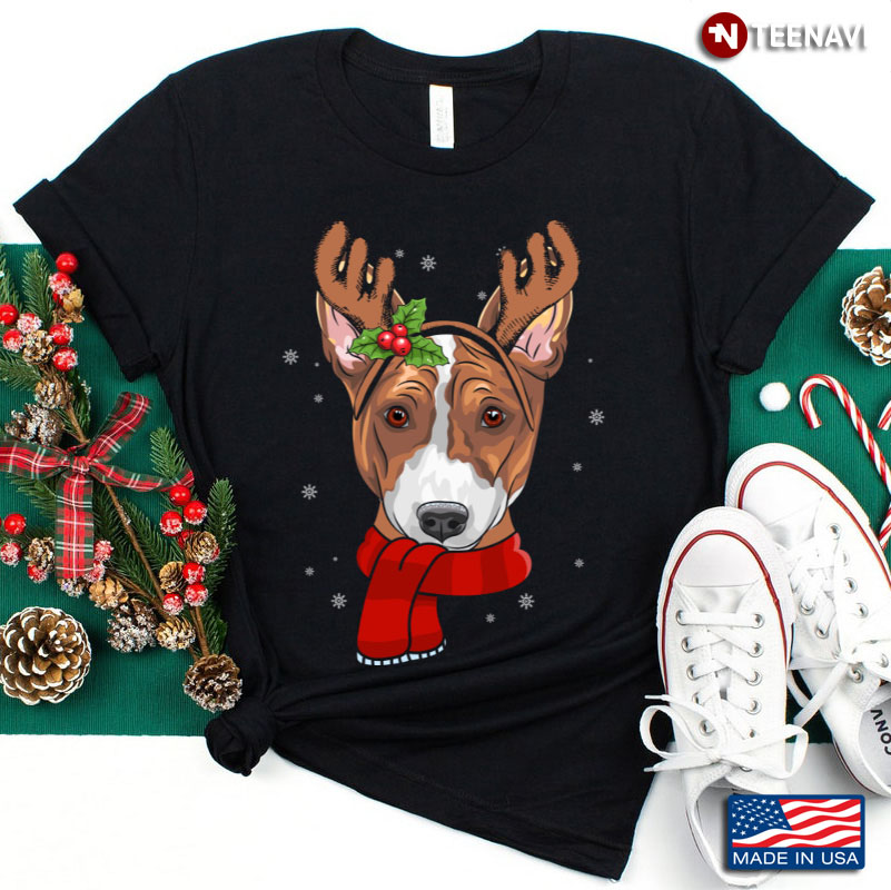 Basenji Christmas Reindeer Antlers Dog Xmas Gift