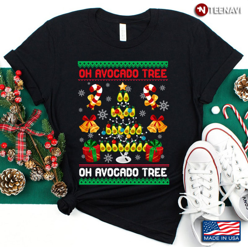 Oh Avocado Tree Ugly Sweater Merry Christmas Xmas Vegan Gift