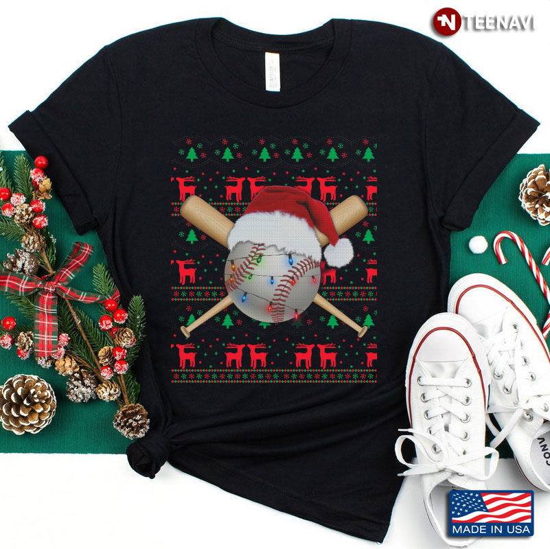 Baseball Santa Claus Hat Reindeer Christmas Holiday Sport Athlete Lover