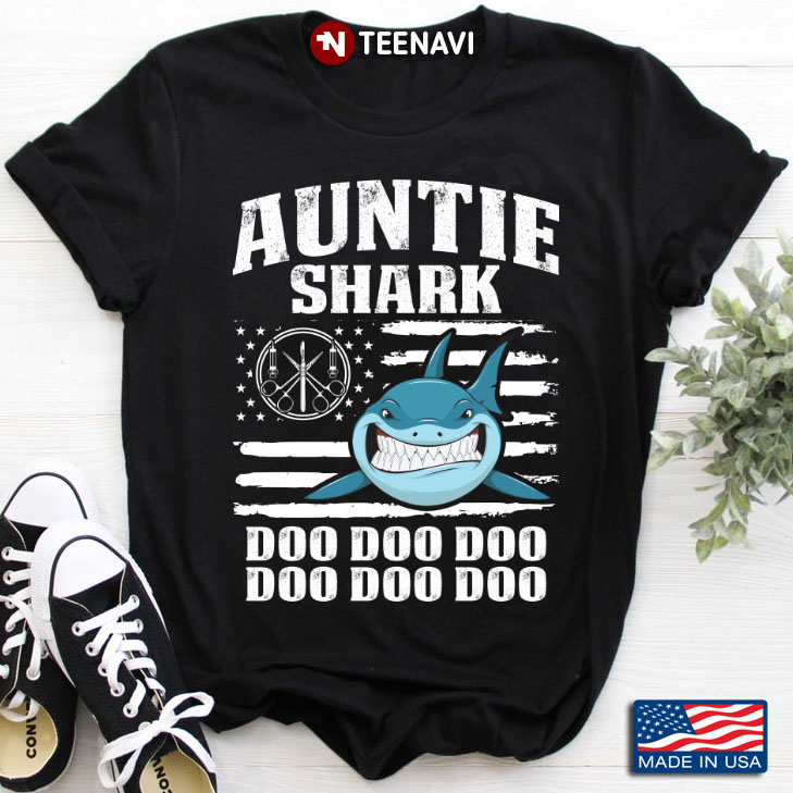 Auntie Shark Doo Doo Uncle American Flag Aunt Baby Shark